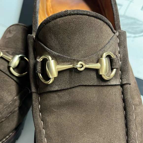 GUCCI Horsebite Brown Loafers With Rubber Soles Men’s Size 9D - Picture 5 of 16